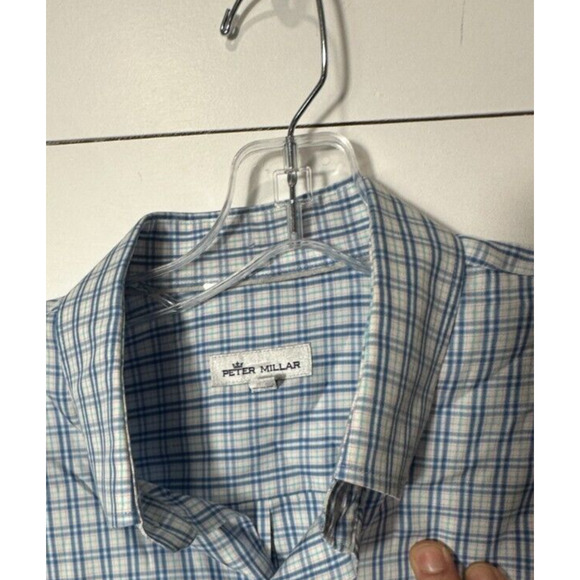 Peter Millar Men’s Blue Seaside Finish Long Sleeve Button Flag Logo Large - Picture 6 of 7